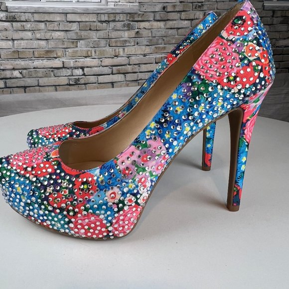 Gianni Bini Floral Rhinestone Stiletto Heels Platform Pumps - Picture 8 of 9